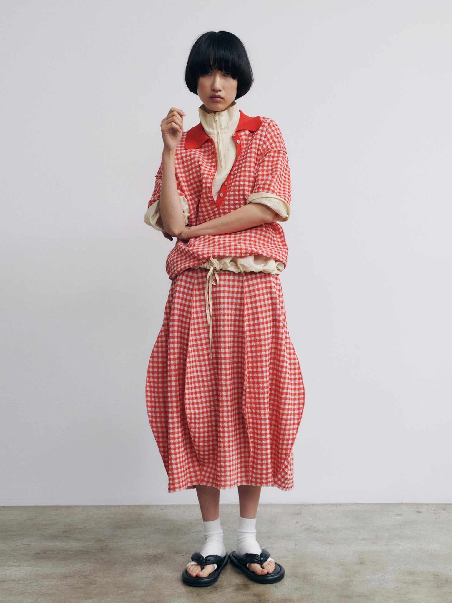 RUS Uovo - Balloon skirt in a vichy pattern